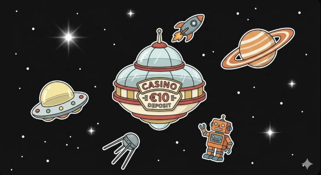UFO €10 deposit casino in space for cosmic games at freeslots99.com