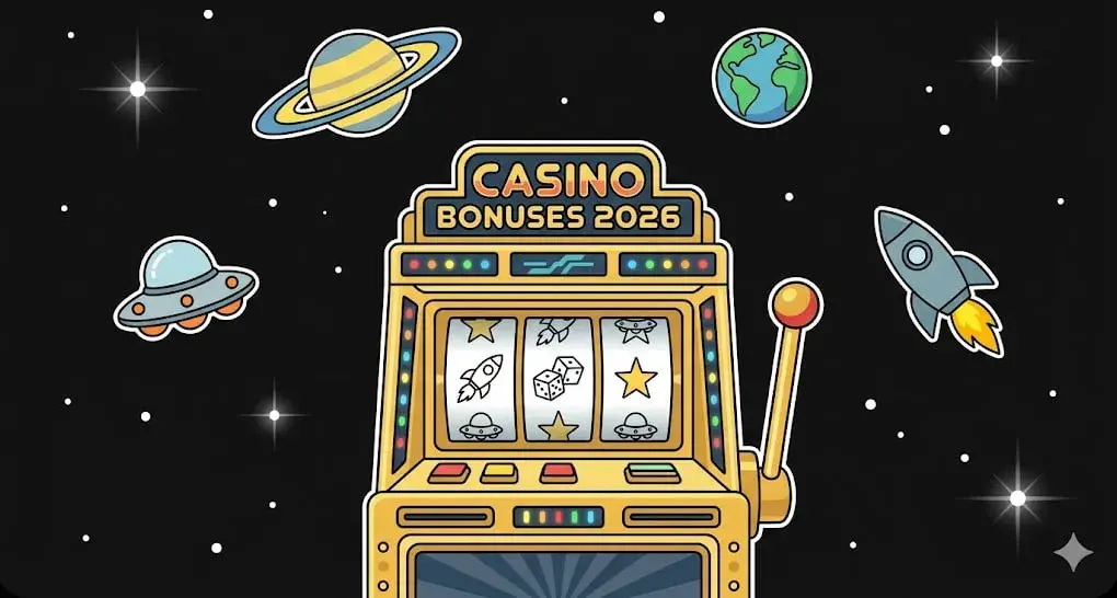Casino Bonuses 2026 slot machine in space to highlight current offers on freeslots99.com