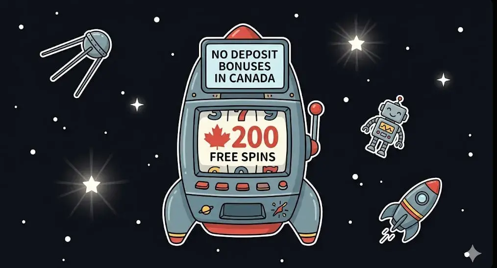 Space rocket slot machine offering 200 free spins in Canada — no deposit bonus illustration for freeslots99.com