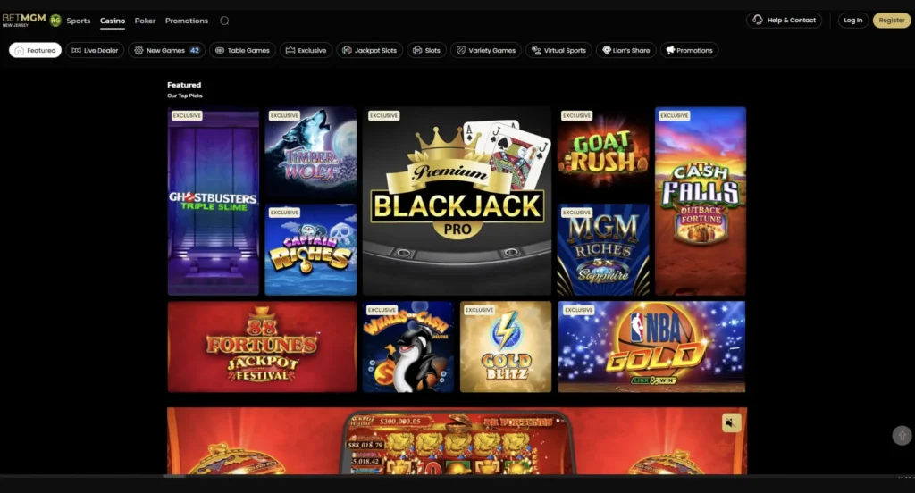 BetMGM Casino Lobby