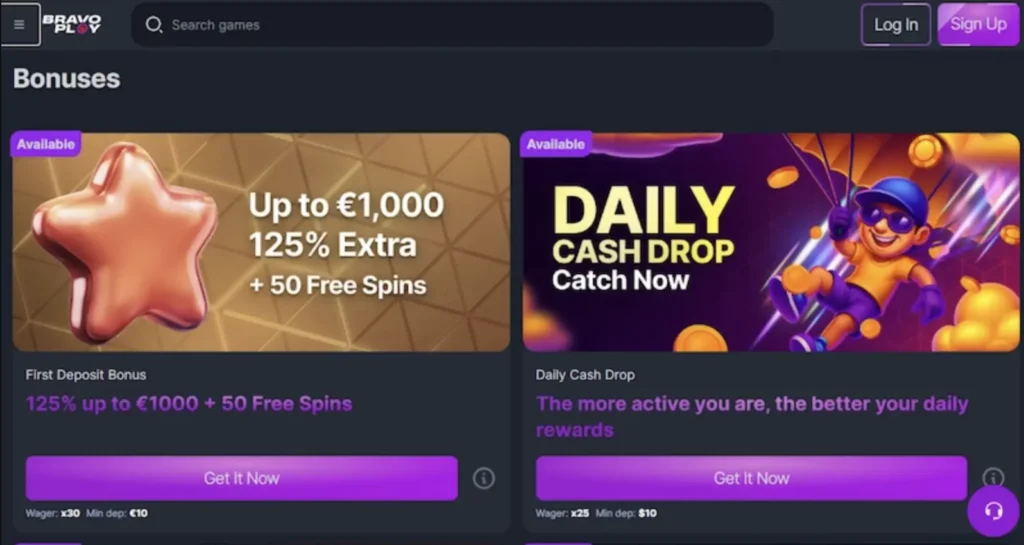 BravoPlay Casino Lobby