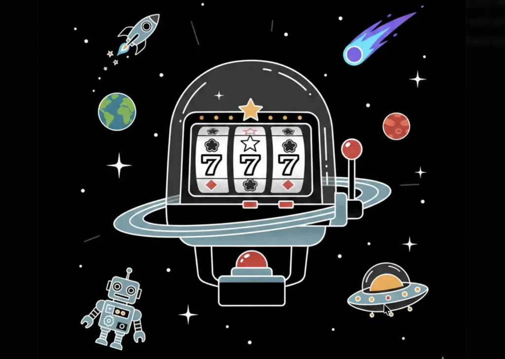 Space slot machine showing 777 jackpot for Connecticut online casinos