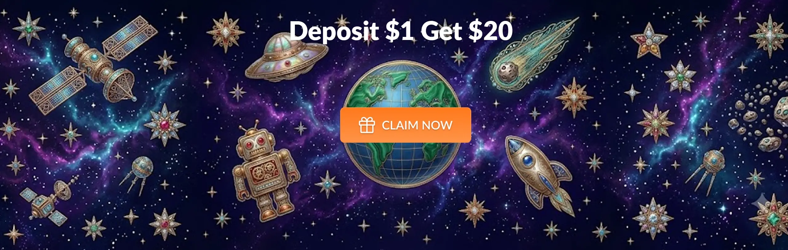 Main desktop banner Deposit $1 Get $20 NZ No Deposit Bonus