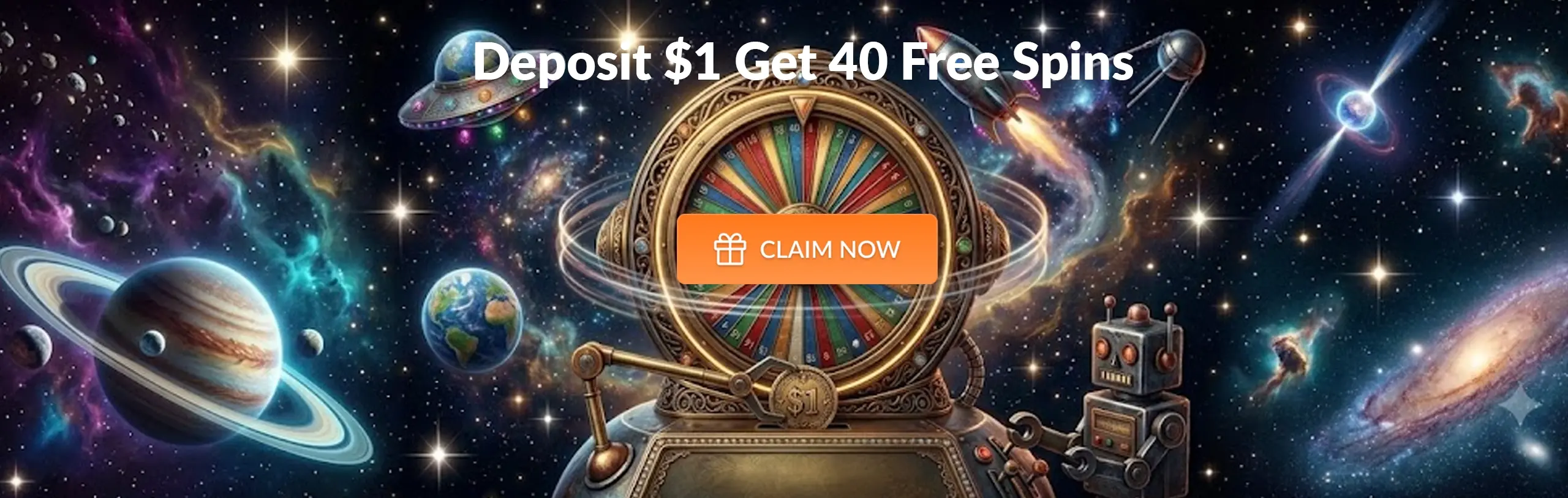 Main desktop banner Deposit $1 Get 40 Free Spins
