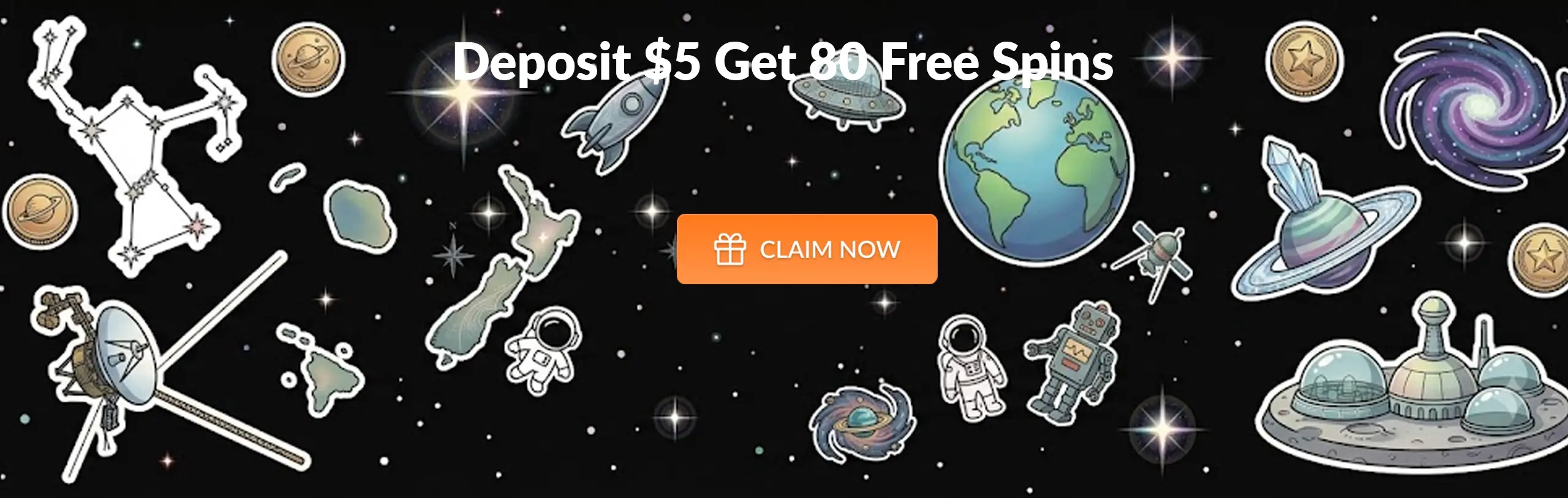 Main desktop banner Deposit $5 Get 80 Free Spins
