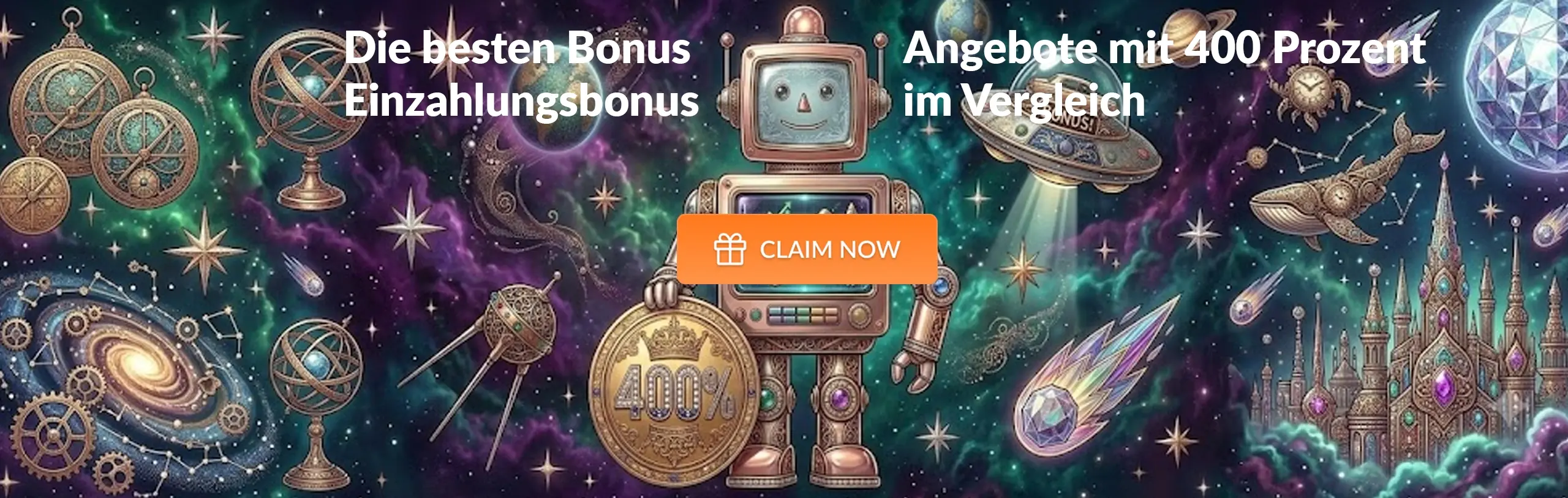 Main desktop banner Die besten Bonus Angebote mit 400 Prozent Einzahlungsbonus im Vergleich