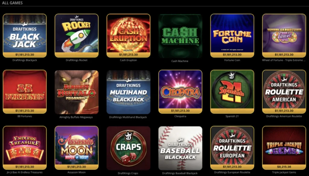 DraftKings Casino Lobby