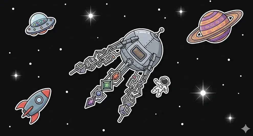 Cosmic gem satellite slot graphics showing space game theme for freeslots99.com