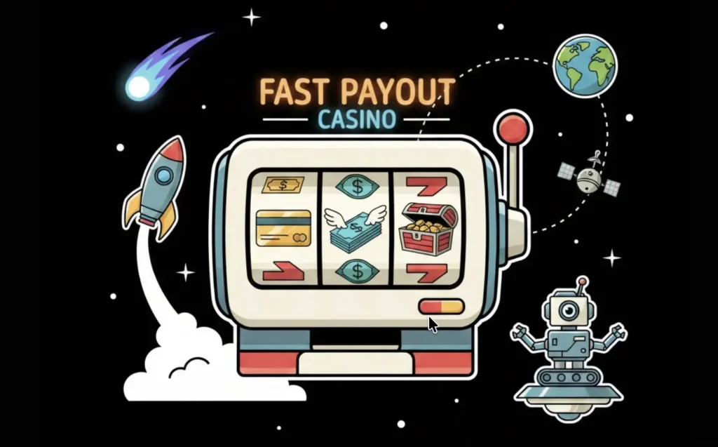 Slot machine with money symbols illustrating fast payout casinos at Freeslots99