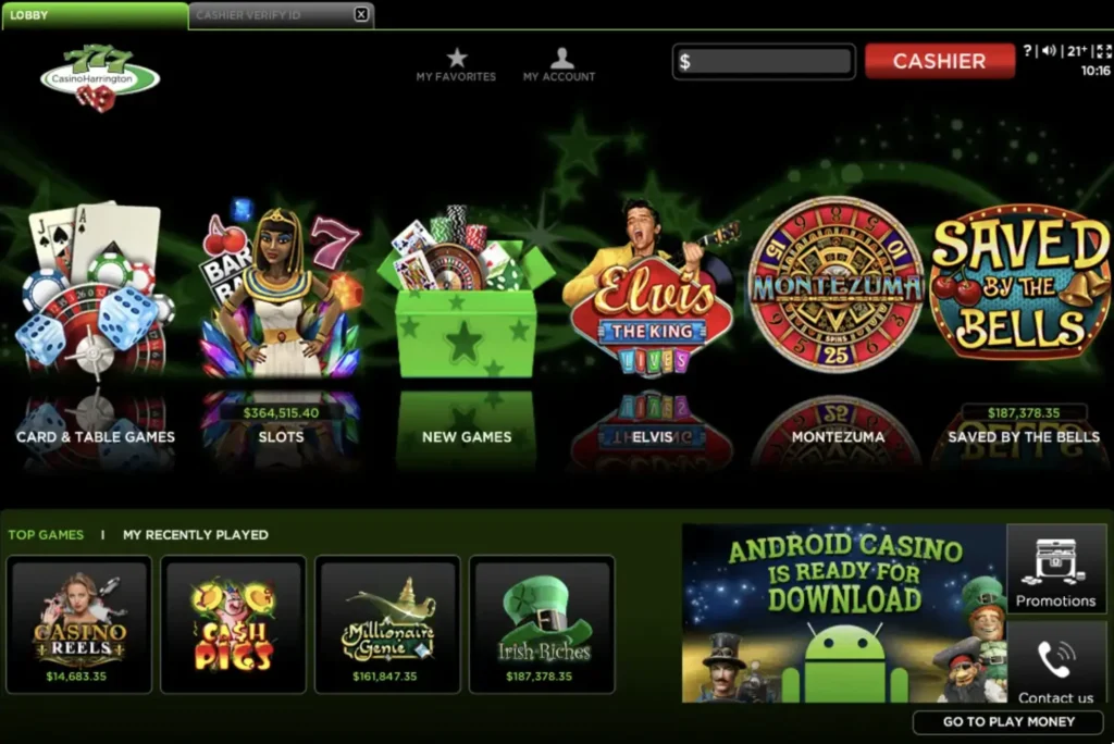 Harrington Online Casino Lobby