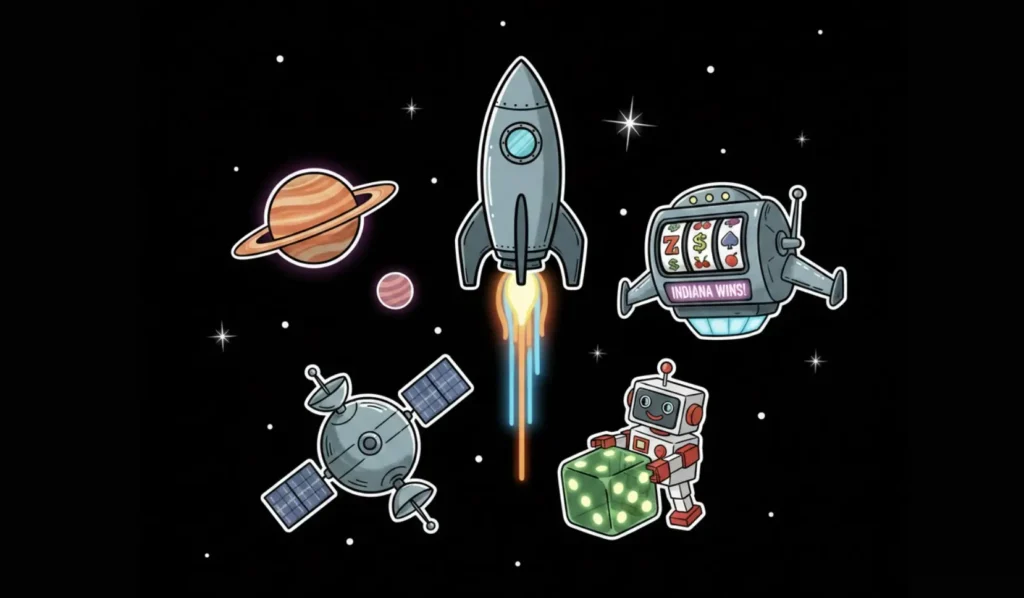 Rocket and slot machine robot in space for Online Casinos in Indiana page