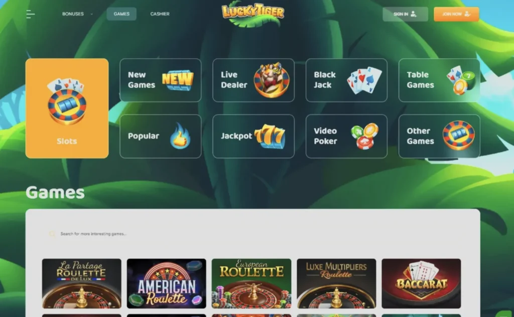 Lucky Tiger Casino Lobby