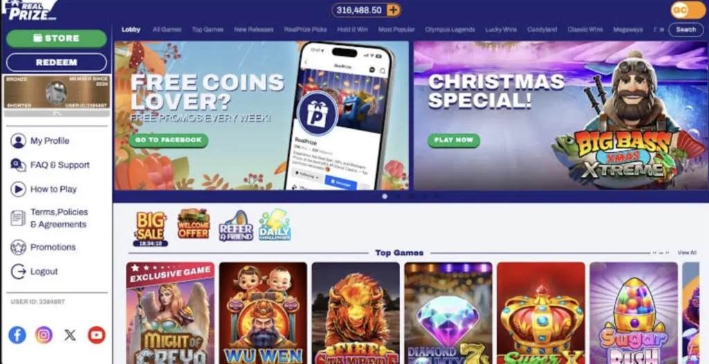 RealPrize Casino Lobby