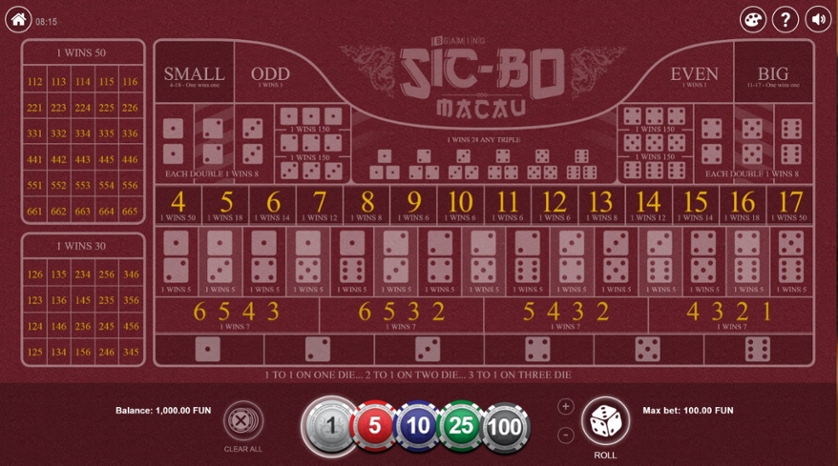 Play Sic Bo Macau