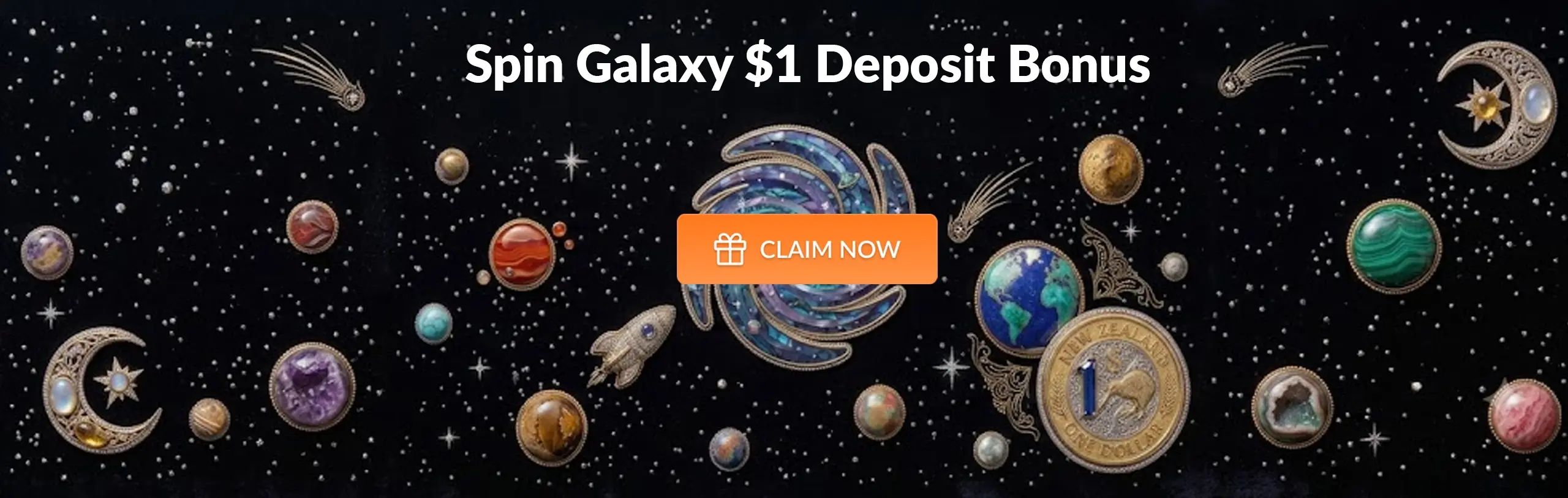 Main desktop banner Spin Galaxy $1 Deposit Bonus