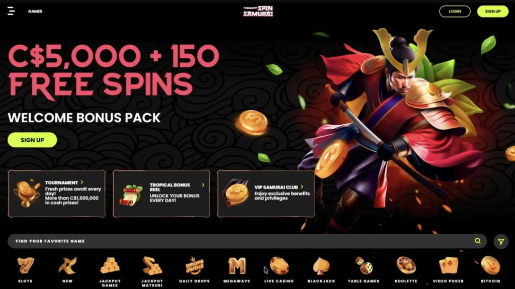 Spin Samurai Casino Screenshot 1
