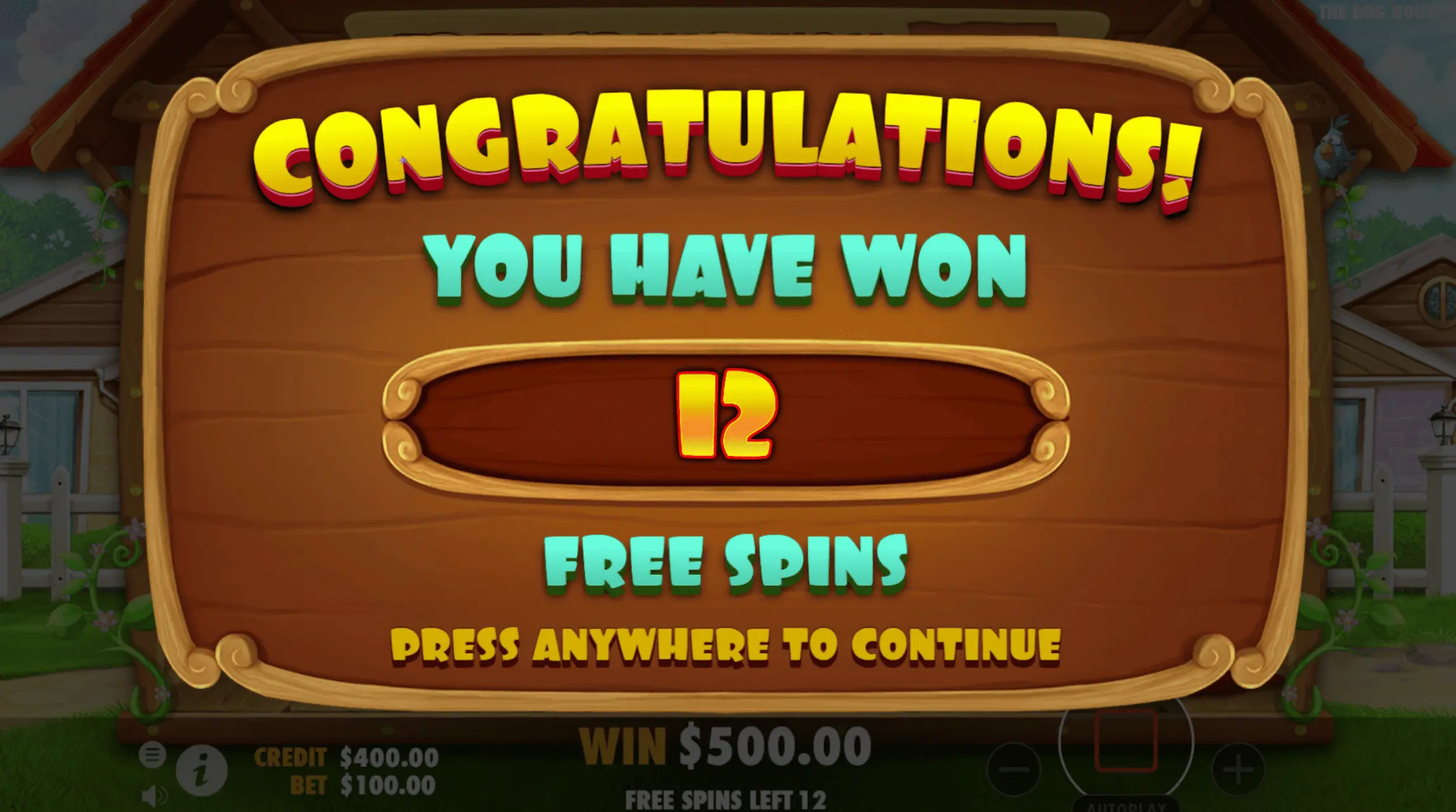 The Dog House slot — free spins won