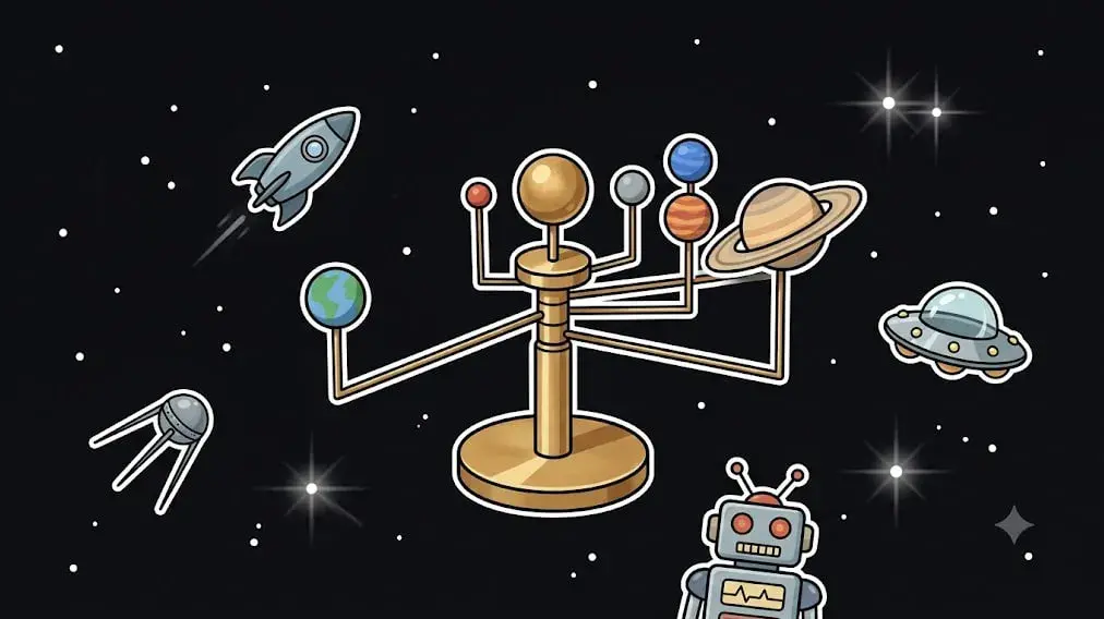 Planetarium Modell schwebend im Weltraum für freeslots99.com