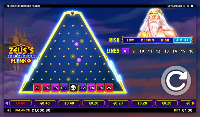 Play Zeus's Thunderbolt Plinko