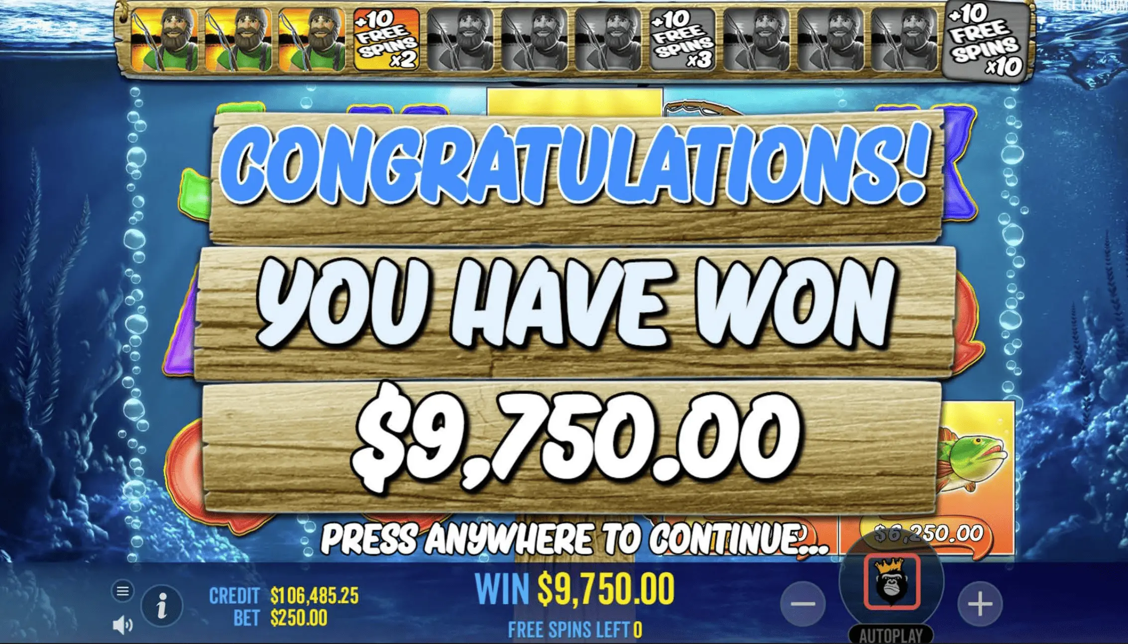 Big Bass Bonanza retrigger multiplier screen
