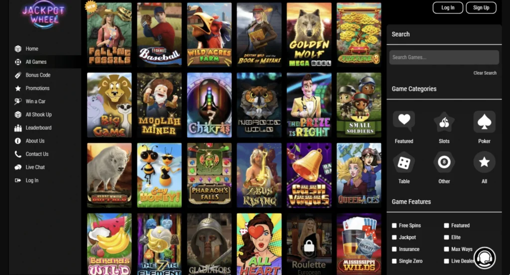 Jackpot Wheel Casino Lobby