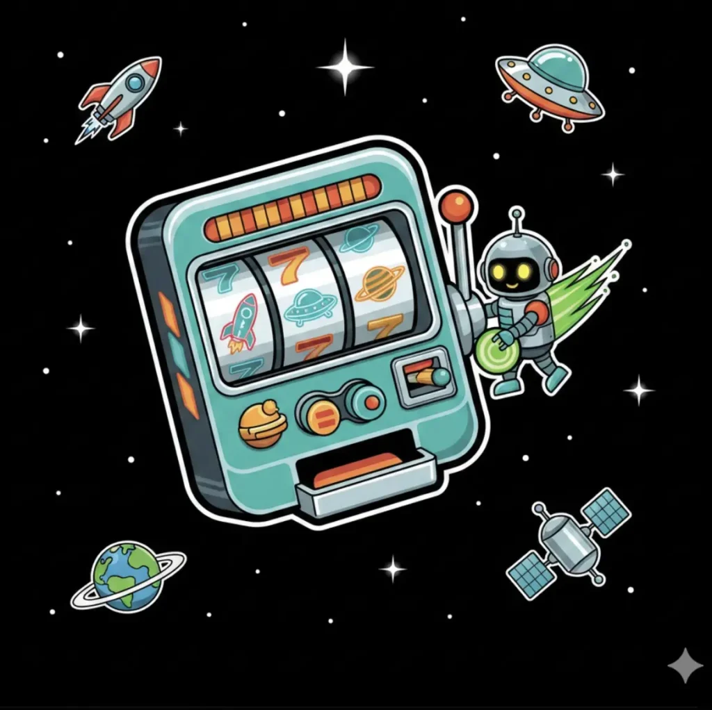 Space-themed slot machine with astronaut and cosmic symbols for online casinos