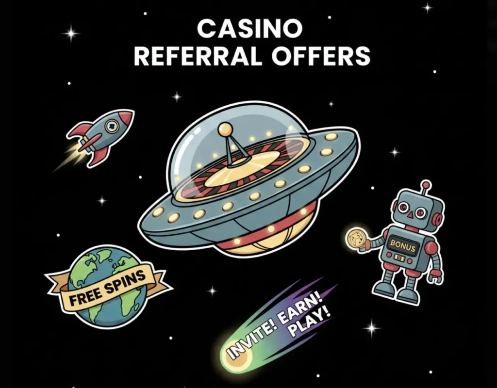 UFO roulette with referral offer elements for refer-a-friend bonuses on FreeSlots99