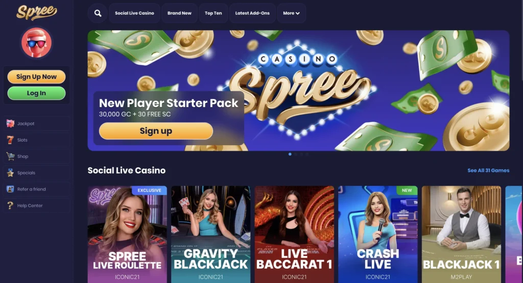 Spree Casino Lobby