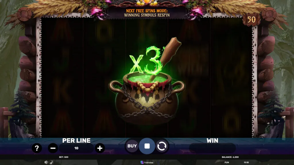 Baba Yaga Tales 2 x3 base game multiplier cauldron